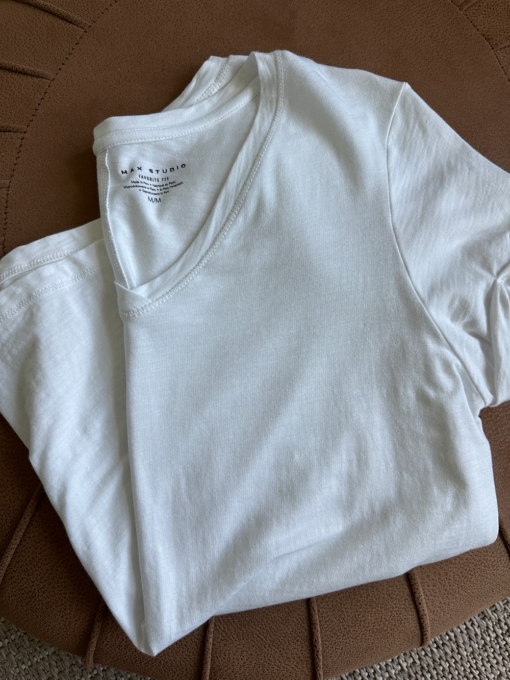 Max Studio White V-Neck Tee - Lightweight Essential - Picture 4 of 5